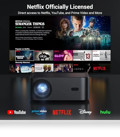 Smart Projector 4K with Wifi and Bluetooth — Home Theater Projectors, HAPPRUN