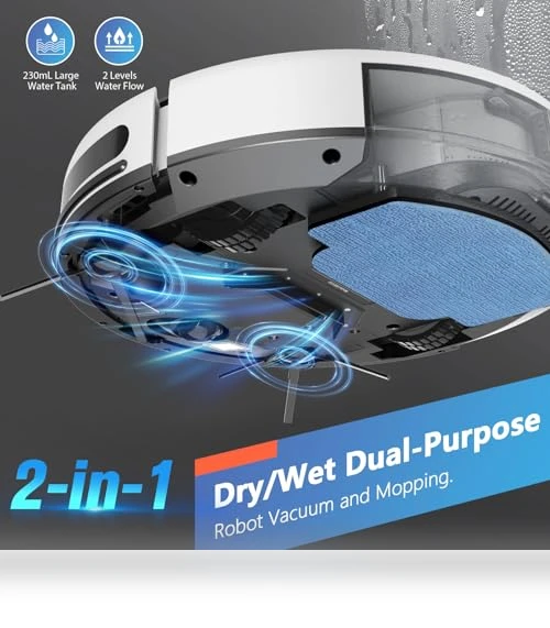 2 in 1 Robotic Vacuum Cleaner with Schedule, App/Voice — Smart Cleaning Robots, MAMNV