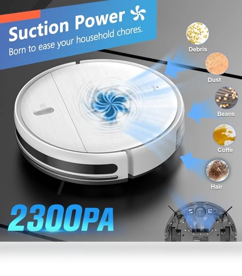 2 in 1 Robotic Vacuum Cleaner with Schedule, App/Voice — Smart Cleaning Robots, MAMNV