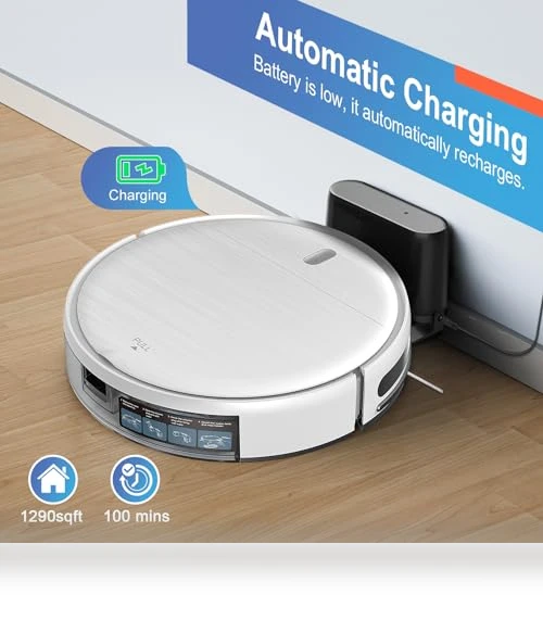 2 in 1 Robotic Vacuum Cleaner with Schedule, App/Voice — Smart Cleaning Robots, MAMNV