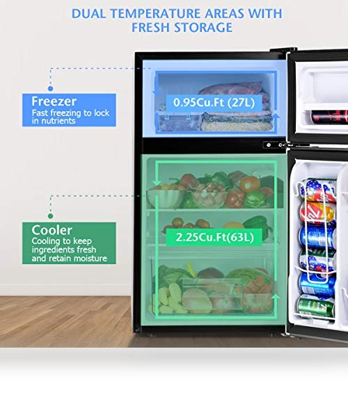 Compact Refrigerator with Freezer — Mini Fridges, COSTWAY