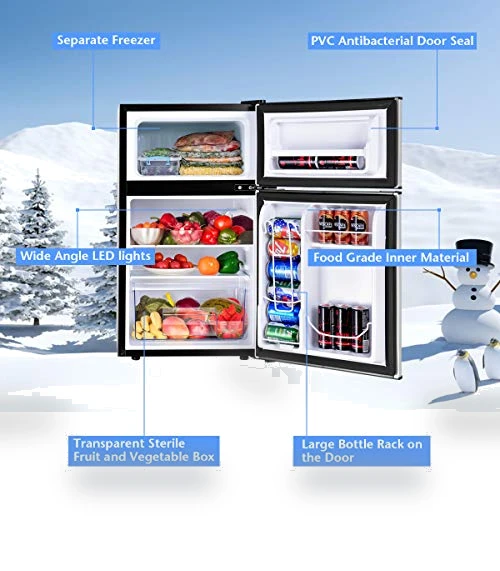Compact Refrigerator with Freezer — Mini Fridges, COSTWAY