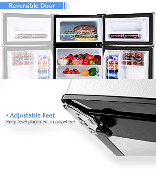 Compact Refrigerator with Freezer — Mini Fridges, COSTWAY
