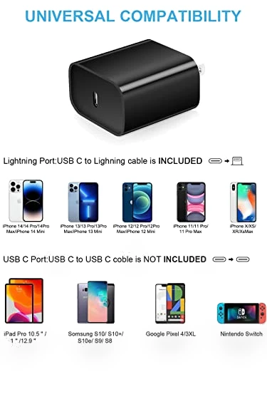 Fast Charger 20W PD USB C Wall Charger with 6FT Fast Charging Cable — Chargers, Coreykin