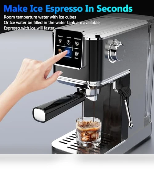 Touch Screen Espresso Maker with Steam Milk Frother — Coffee & Espresso Combos, URintells Cuising