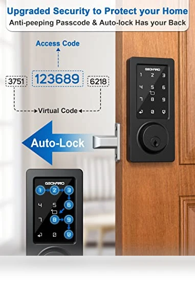 WiFi & Bluetooth Smart Lock with Keyless Entry — Smart Home Security, GEONFINO