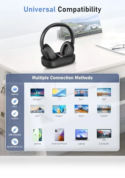 Wireless Headphones for TV Watching — Over-Ear Headphones, LORA