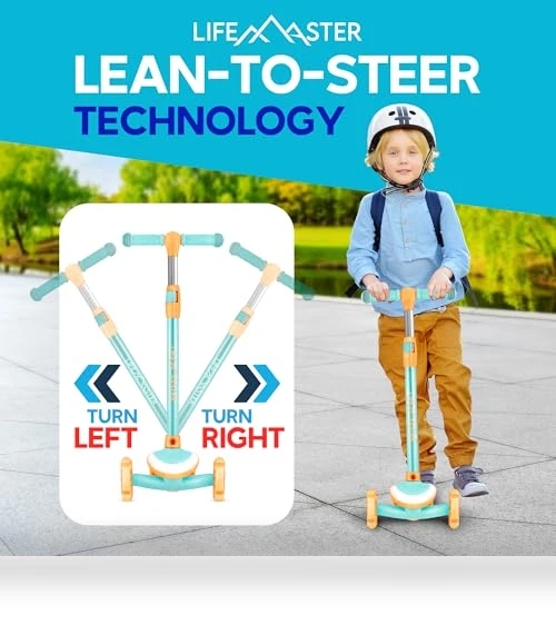 3-Wheel Kids Scooter with Multi-Color Lights — Pedal Cars, Lifemaster