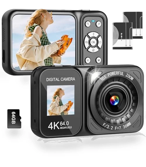 4K 64MP Dual Screens Digital Camera — Compact Digital Cameras, QUOLODOO