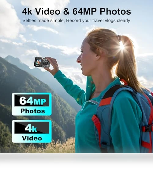 4K 64MP Dual Screens Digital Camera — Compact Digital Cameras, QUOLODOO