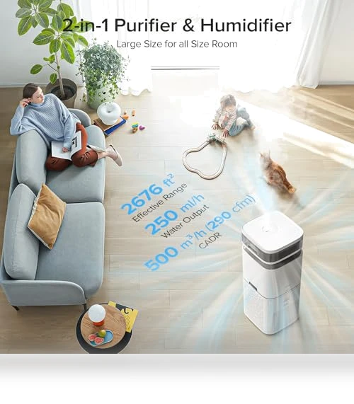 HEPA Air Purifier and Humidifier 2 in 1 — Activated Carbon Air Purifiers, Electactic