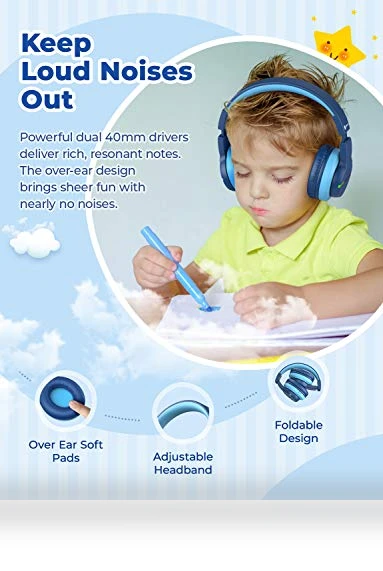 Kids Bluetooth Headphones with LED Lights — Over-Ear Headphones, iClever