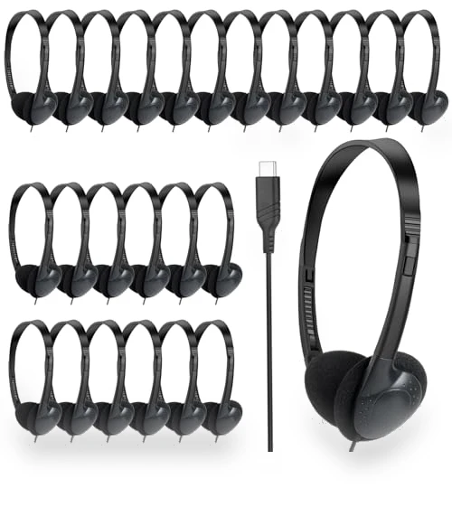USB C Wired Headphones Bulk Pack for Classroom — In-Ear Headphones, CNSZSLZ