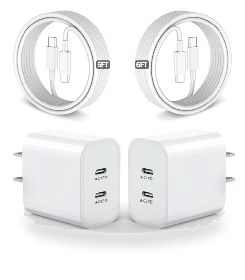 Dual Port Fast Wall Charger with USB C Cable — Chargers
