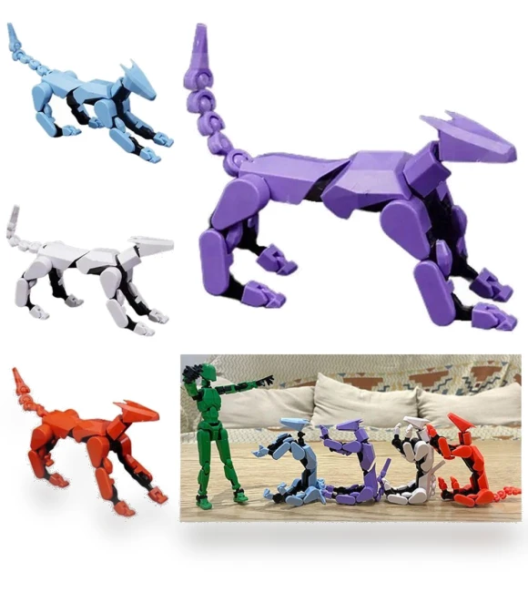 Movable Dog Figures 3D Printed Multi-Jointed Dog Lucky Character Robot — Figurines, Hongchuang