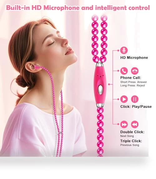 Pearl Beaded Wired Headphones — In-Ear Headphones, VOFUOE