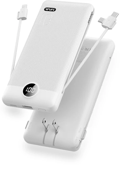 Portable Charger with Built-in Cables and AC Wall Plug — Charging Solutions, VRURC