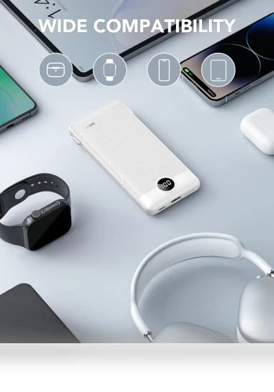 Portable Charger with Built-in Cables and AC Wall Plug — Charging Solutions, VRURC