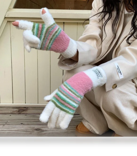 Rainbow Striped Harajuku Gloves — Glove Liners, maofajixie