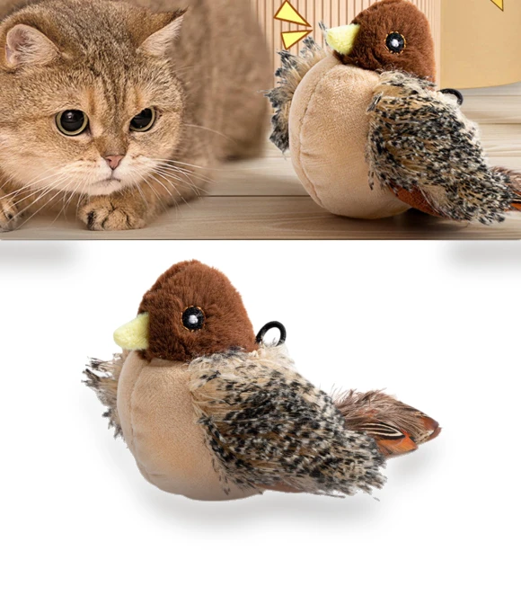 Realistic Plush Bird Toy with Sound — Cat Playthings, Three Body