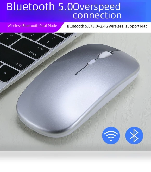 Rechargeable Dual-Mode Silent Bluetooth Mouse — Mouse Pads, StrideBox