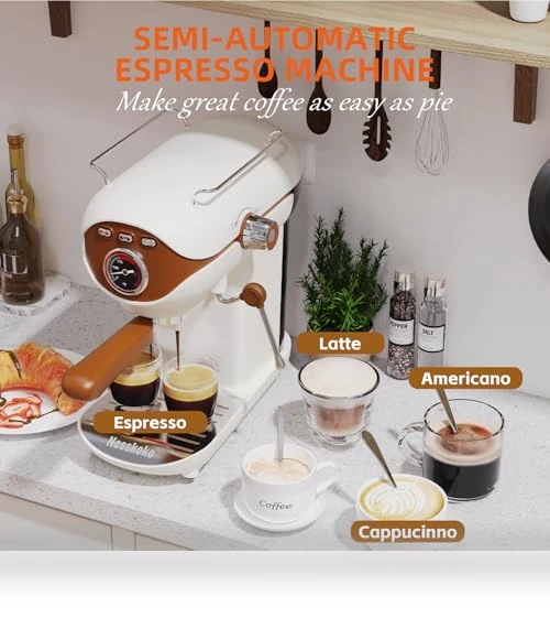 Semi-Automatic Espresso Machine with Milk Frother — Coffee & Espresso Combos, Nesskoko