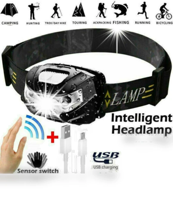 Super Bright Intelligent Sensor USB Rechargeable Headlamp — Flashlights, zhoushang