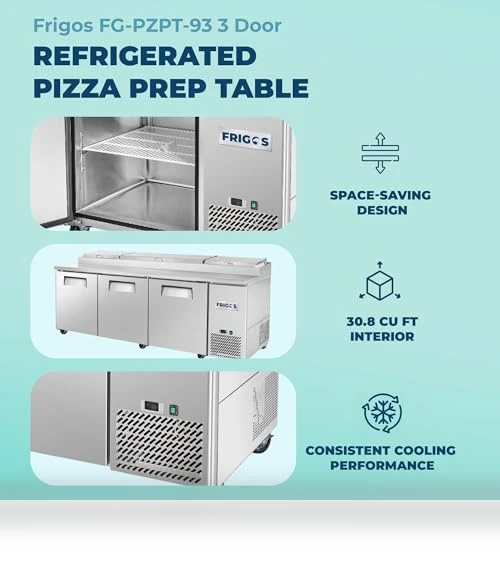 3 Door Refrigerated Pizza Prep Table — Drink Coolers, Frigos