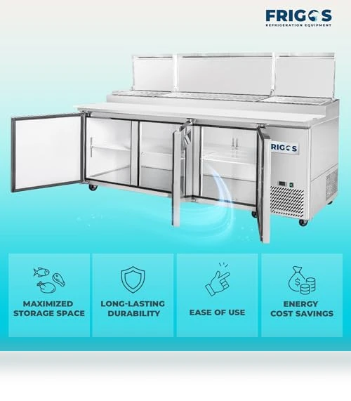 3 Door Refrigerated Pizza Prep Table — Drink Coolers, Frigos