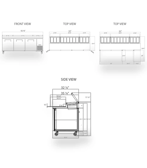 3 Door Refrigerated Pizza Prep Table — Drink Coolers, Frigos