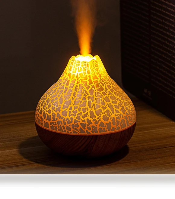 Compact Humidifier Volcano with Wood Texture — Air Moisturizers, Super Case