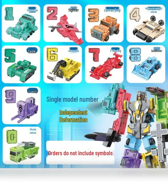 Transforming Number Robot Toy Combiner — Construction Kits, Super Go