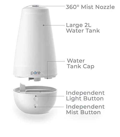 3-in-1 Cool Mist Humidifier, Essential Oil Diffuser & Mood Light — Air Moisturizers, Pure Enrichment