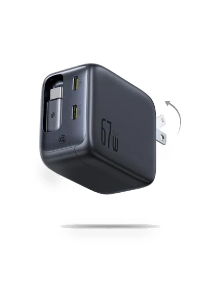 3 in 1 Fast Charging Block with Retractable Cable & Foldable Plug — Chargers, Baseus