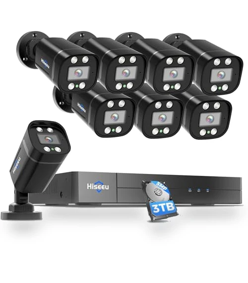 3K 8ch Wired Security Camera System — Smart Home Security, Hiseeu