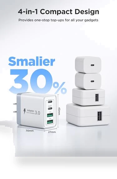 40W 4-Port USB C Fast Charger Block — Chargers, CHONGZHENG (HK)CO. ,LIMITED