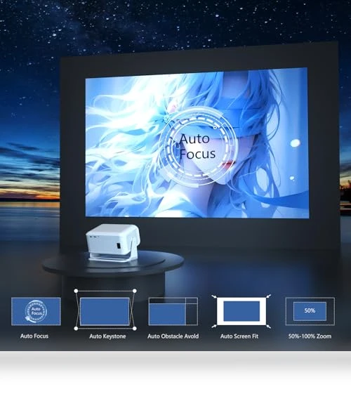 4K Smart Projector with WiFi and Bluetooth — Home Theater Projectors, NRKDUBQ