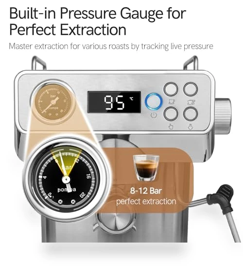 Espresso Coffee Machine with Milk Frother & Temp Display — Coffee & Espresso Combos, ChefAidPower