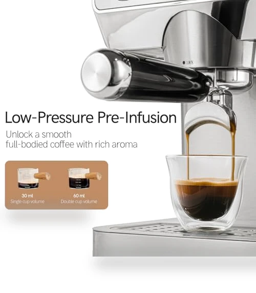 Espresso Coffee Machine with Milk Frother & Temp Display — Coffee & Espresso Combos, ChefAidPower