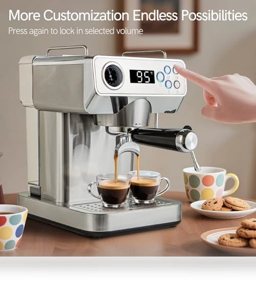 Espresso Coffee Machine with Milk Frother & Temp Display — Coffee & Espresso Combos, ChefAidPower