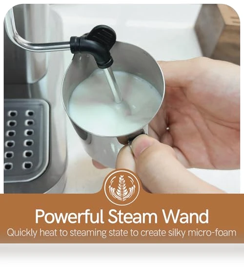 Espresso Coffee Machine with Milk Frother & Temp Display — Coffee & Espresso Combos, ChefAidPower