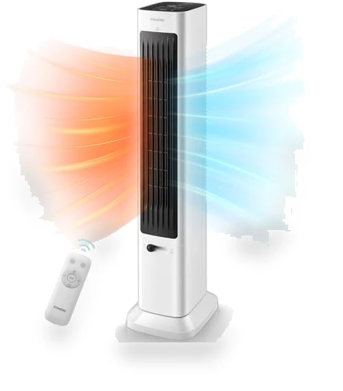 Oscillating Tower Fan and Space Heater Combo — Stand Fans, FOHERE
