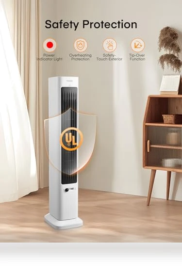 Oscillating Tower Fan and Space Heater Combo — Stand Fans, FOHERE