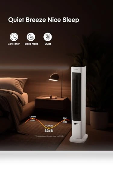 Oscillating Tower Fan and Space Heater Combo — Stand Fans, FOHERE