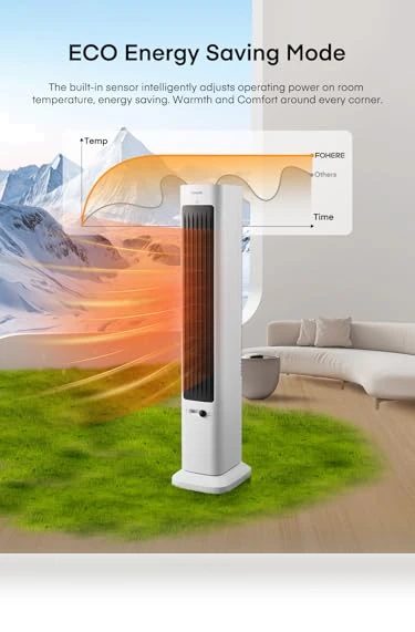 Oscillating Tower Fan and Space Heater Combo — Stand Fans, FOHERE