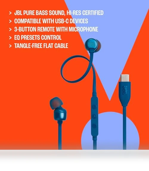 Wired Hi-Res USB-C in-Ear Headphones with Microphone — In-Ear Headphones, JBL