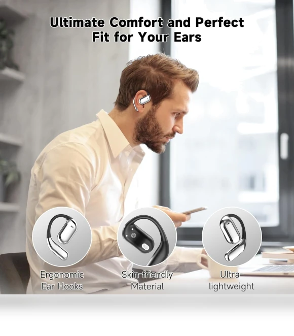 Intelligent Touch Screen Open Ear Bluetooth Headphones — Over-Ear Headphones