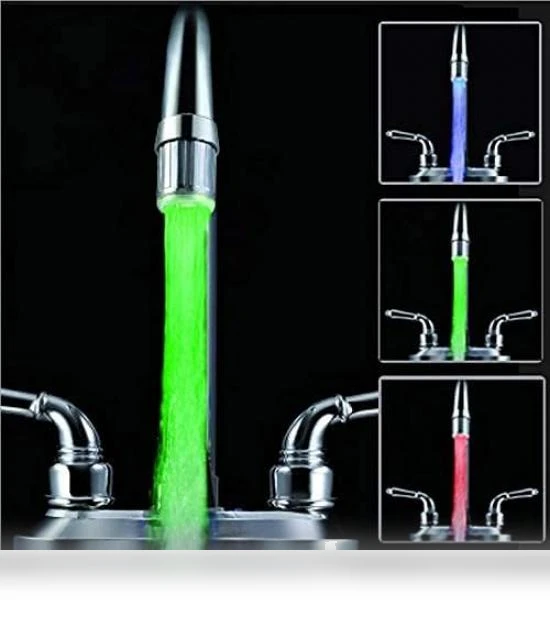 LED Light Changing Temperature Sensor Shower Stream Water Faucet Tap — Tap Lights