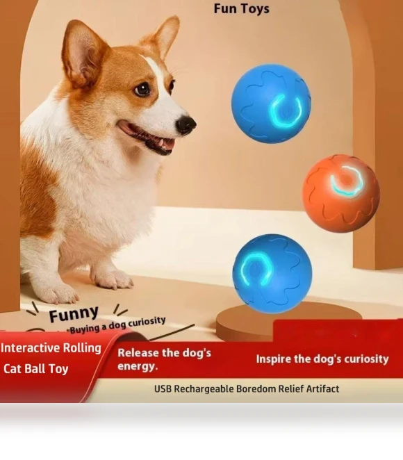 LED Electric Rolling Ball Dog Toy — Cat Playthings, ryewnuok
