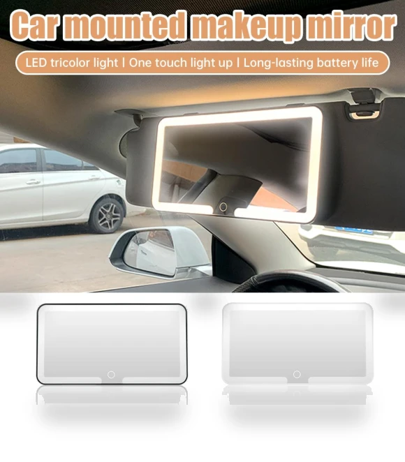 Touchscreen Makeup Mirror with Adjustable Brightness — Compact & Travel, Auto Accessories Home